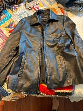 Bernardo Black Faux Leather Zip-Front Jacket